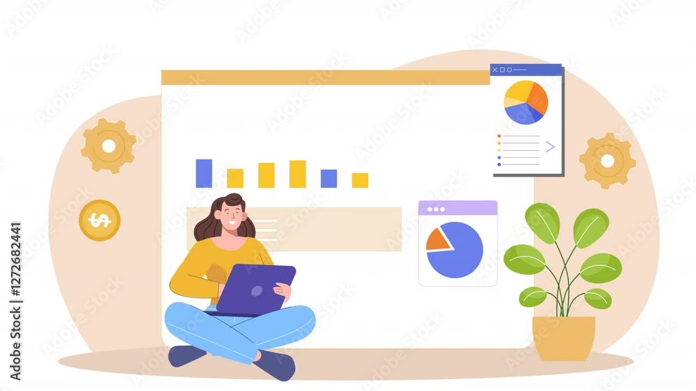 Vector character scene animation illustrating an employee at work in an office setting, with tasks like managing emails, participating in team discussions, and working on projects. Vector character scene animation illustrating an employee at work in an office setting, with tasks like managing emails, participating in team discussions, and working on projects.