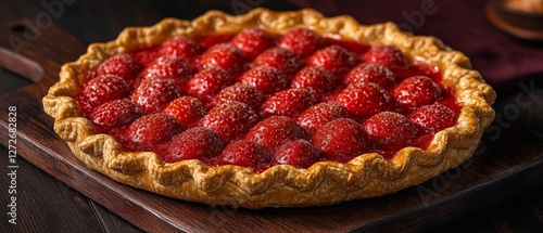 Wallpaper Mural Delicious Homemade Strawberry Pie on Rustic Wooden Board Torontodigital.ca