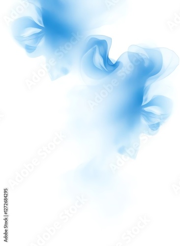 an image of a blue and white abstract painting of a woman, there is a blue and white photo of a woman with a flower in her hair photo