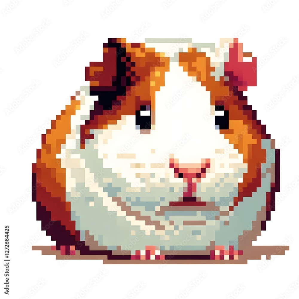 Fototapeta premium 기니피그, 픽셀아트, jpeg, (Guinea pig, pixel art, jpeg)