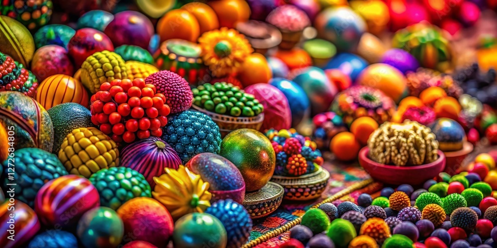 Fototapeta premium Vibrant Color Palette: High-Resolution Stock Photo of Colorful Objects with Deep Depth of Field