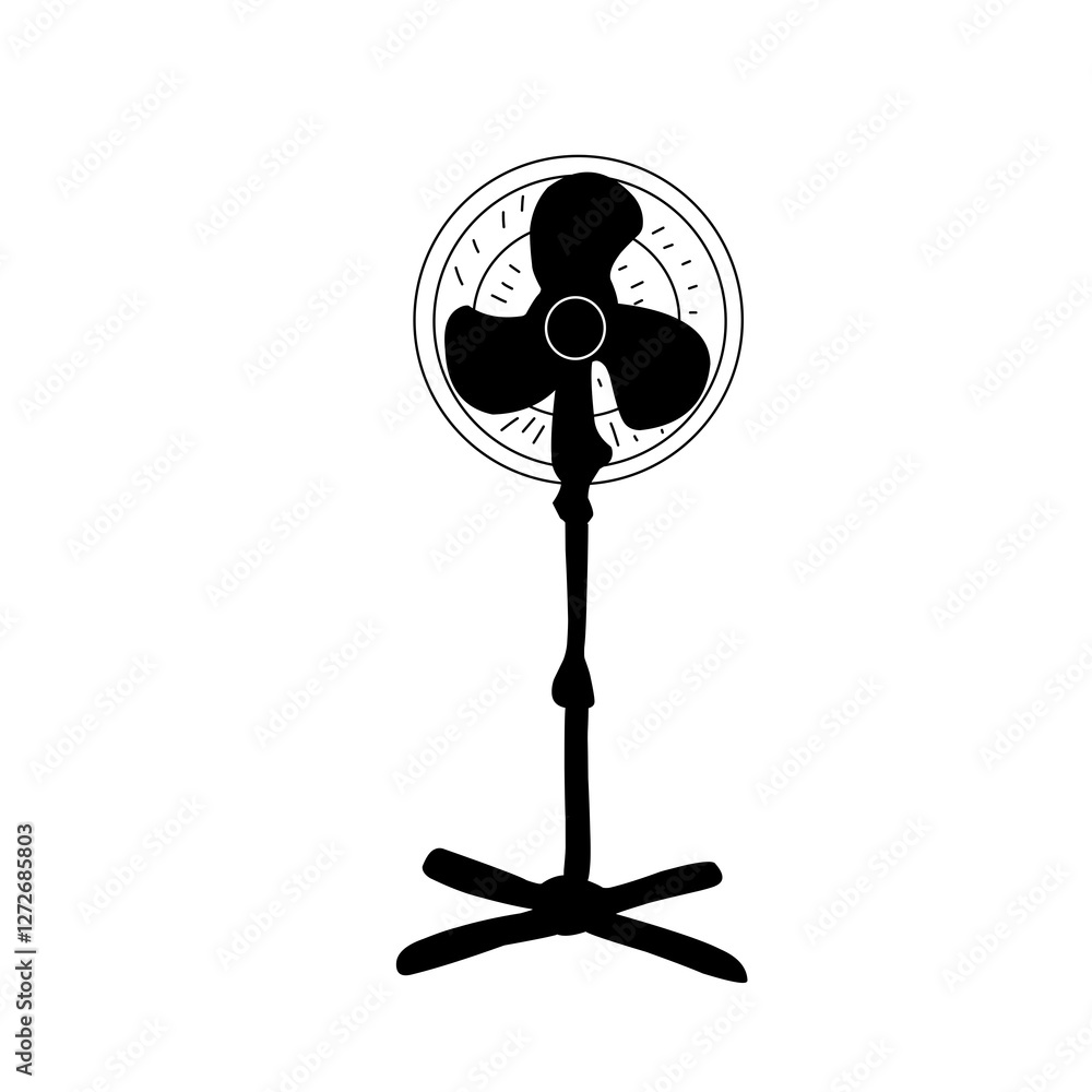 Minimalist Black and White Vector Illustration of a Standing Fan
Minimalist Black and White Vector Illustration of a Standing Fan