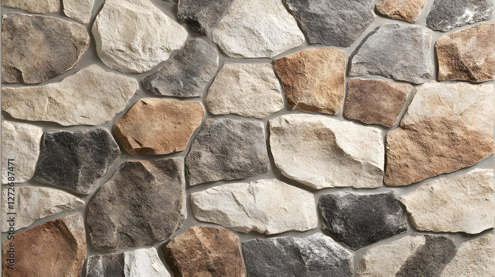 Textured stone wall with a mix of brown and gray rocks. Textured stone wall with a mix of brown and gray rocks.