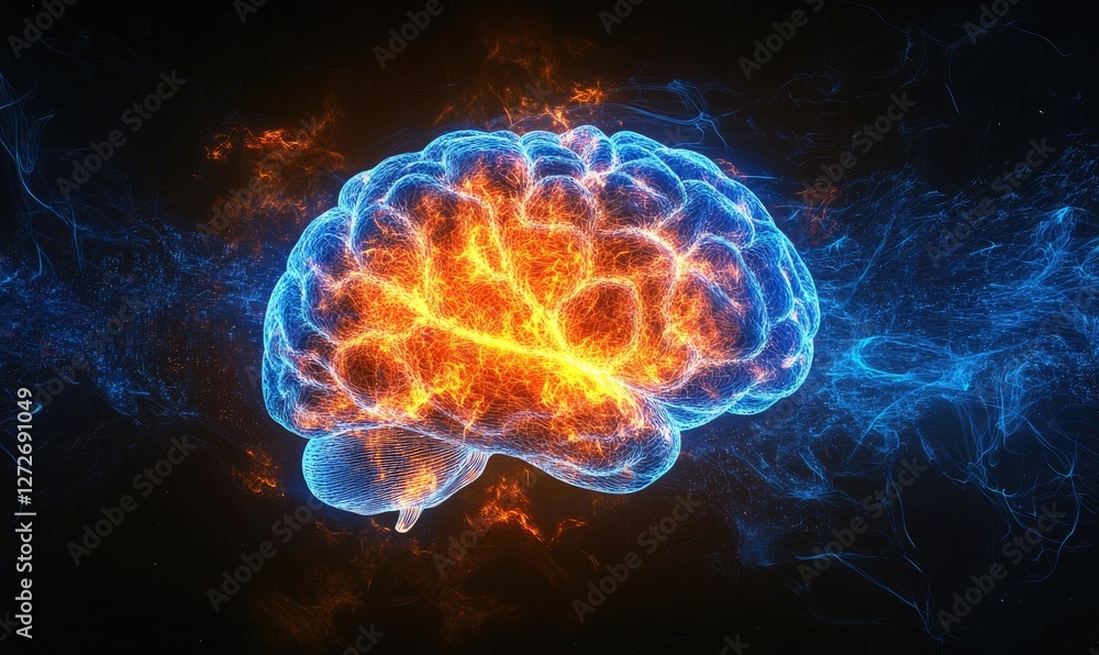 Obraz premium Burning brain, abstract, energetic, conceptual image