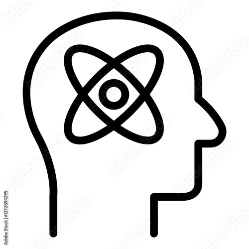 Mind with atomic symbol icon representing social science, culture, and societal research