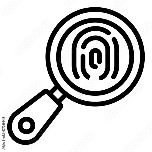 Magnifying glass with fingerprint icon representing criminology, indentification, and forensics