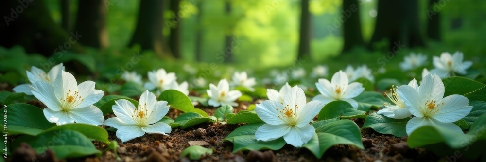 White pearl rhododendron flowers scattered on the forest floor, nature, white flower, forest White pearl rhododendron flowers scattered on the forest floor, nature, white flower, forest