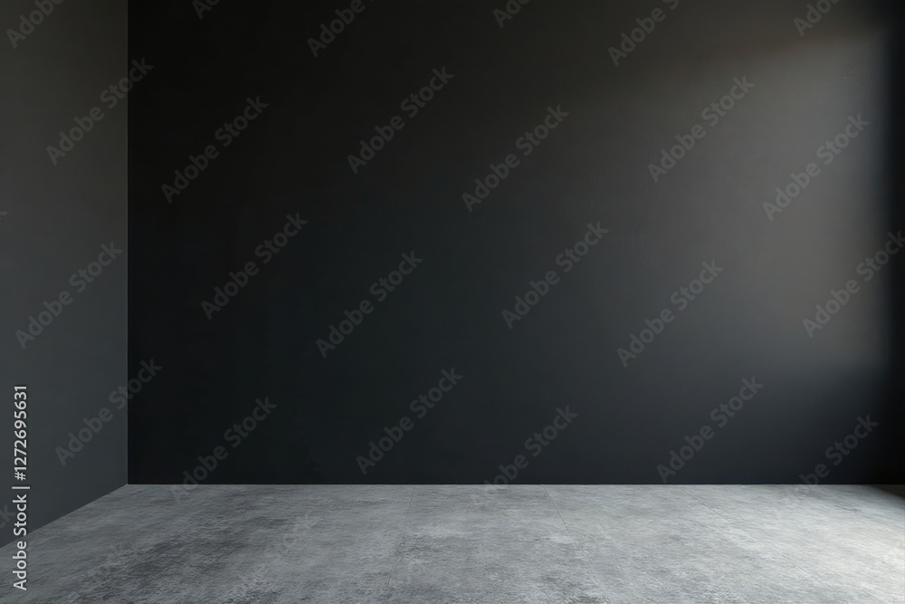 Empty Room Corner with Dark Walls and Light Grey Floor, Ideal for Product Placement or Design Presentation Empty Room Corner with Dark Walls and Light Grey Floor, Ideal for Product Placement or Design Presentation