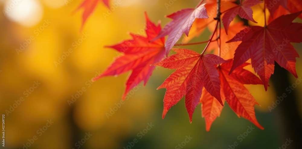 Red maple leaves on a yellow green tree branch with blue undertones, yellow, leaf, brown Red maple leaves on a yellow green tree branch with blue undertones, yellow, leaf, brown