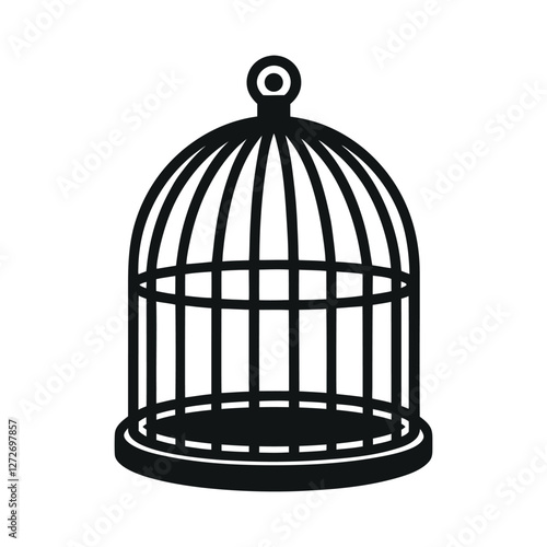 Empty birdcage silhouette vector illustration isolated on white background