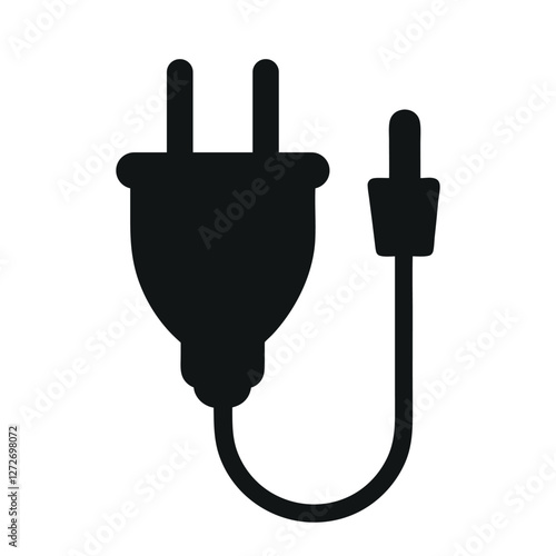 Charging plug icon. Electric plug silhouette vector illustration isolated on white background