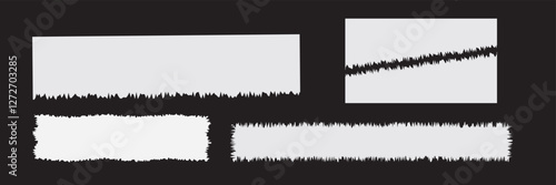 Torn paper pieces of Collection. Red and Black square frames with Irregular edges. Set of silhouettes of ripped Rectangular and Square shapes. Piece of grunge collage stickers. EPS 10
