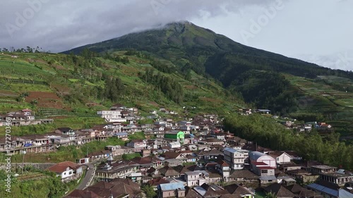Wallpaper Mural Aerial landscape of countryside on the slope of mountain. Indonesia rural landscape on the slope of Mount SUmbing. 4K drone view. Torontodigital.ca