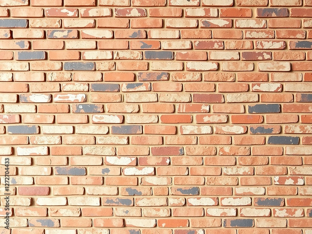 Obraz premium Aged Brick Wall Texture with Weathered Mortar and Visible Brickwork
