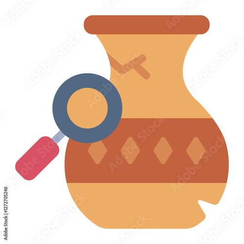 Ancient vase flat icon representing archeology, ancient artefacts, and cultural heritage