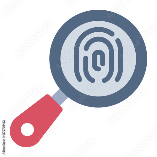 Magnifying glass with fingerprint flat icon representing criminology, indentification, and forensics