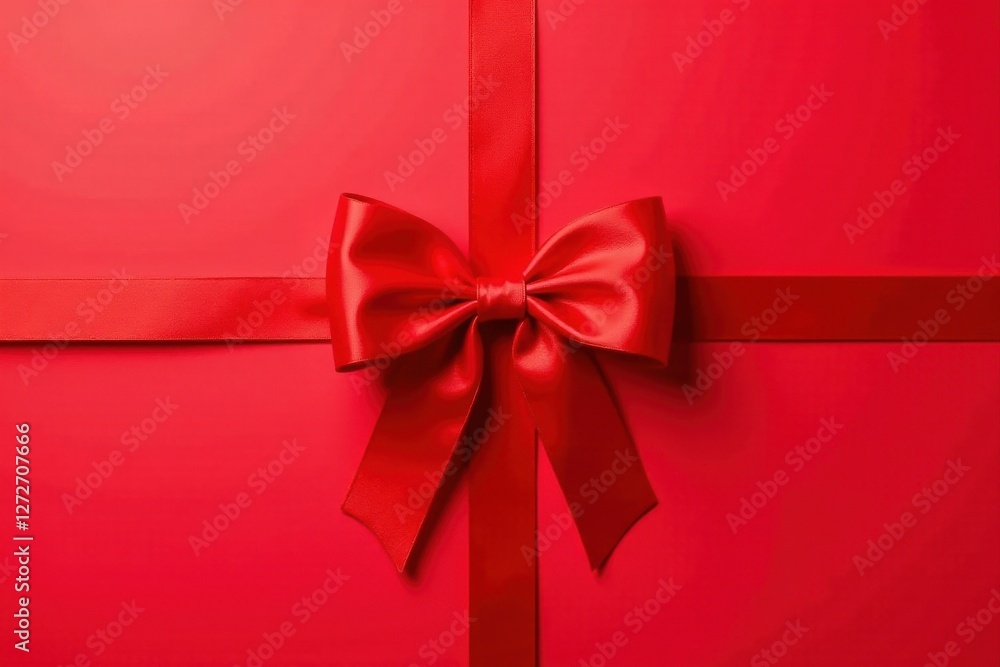 A vibrant red satin ribbon elegantly tied in a classic bow, adorns a rich red background, creating a sophisticated and festive presentation. A vibrant red satin ribbon elegantly tied in a classic bow, adorns a rich red background, creating a sophisticated and festive presentation.