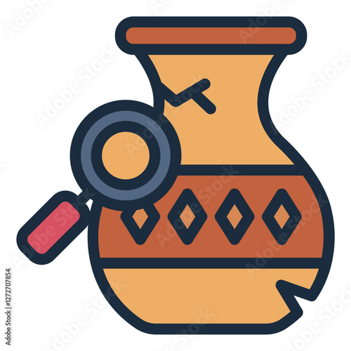 Ancient vase filled line icon representing archeology, ancient artefacts, and cultural heritage