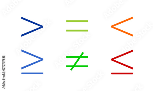 inequality symbols. less than, greater than, and equal symbol in mathematics. 