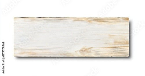 Whitewashed rectangular wooden plank with visible wood grain and texture isolated on white background. Perfect for adding text or design elements