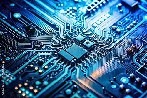 Vintage Futuristic Tech: Abstract Blue Circuit Board Background