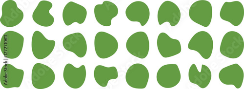 Organic blob set. Different drops in modern style. abstract green color with line vector illustration isolated on background.