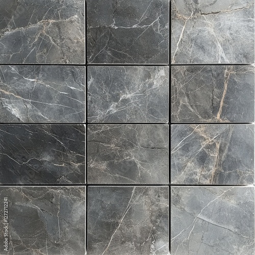 Dark Gray Marble Tile Background with Natural Veins, Ideal for Interior Design, Home Decoration, and Modern Architecture Projects, High-Resolution Stock Photo