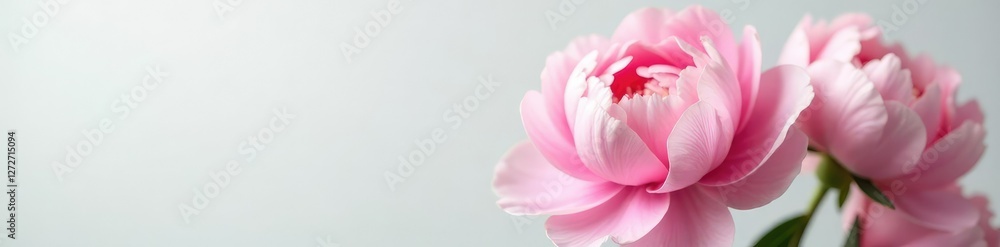 Soft pink hues of the peony against a crisp white, blossom, flowers, petal Soft pink hues of the peony against a crisp white, blossom, flowers, petal