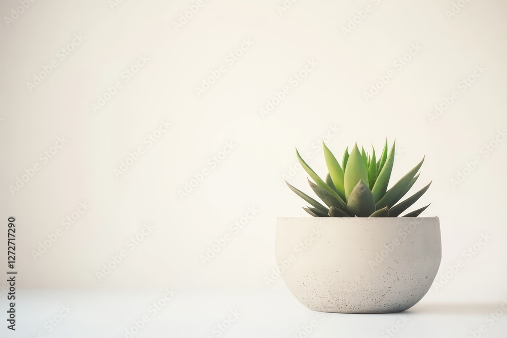 A decorative shot of a succulent in a neutral-toned concrete pot, standing out against a white background, making it perfect for interior design and modern aesthetics. A decorative shot of a succulent in a neutral-toned concrete pot, standing out against a white background, making it perfect for interior design and modern aesthetics.