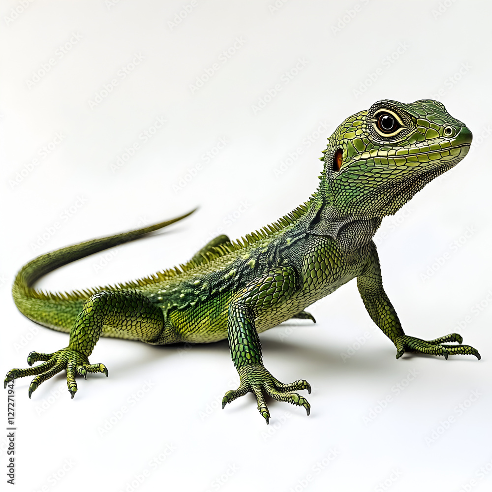 Fototapeta premium green lizard on a white background