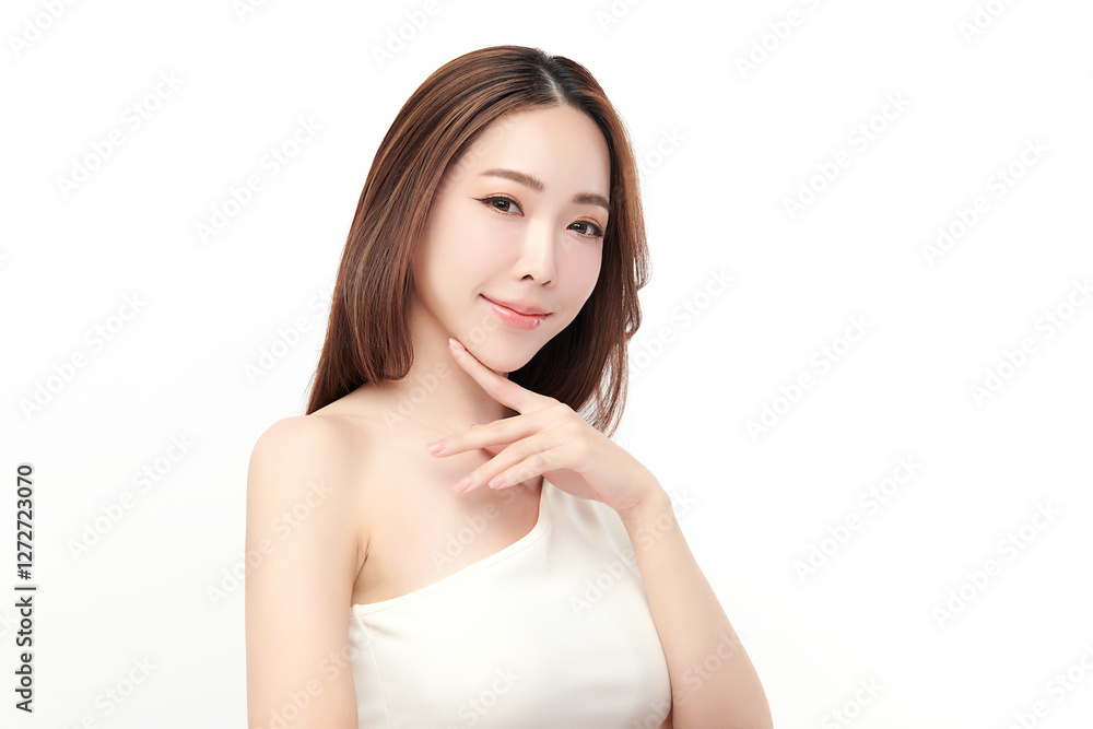 Beautiful young asian woman with clean fresh skin on white background, Face care, Facial treatment, Cosmetology, beauty and spa, Asian women portrait. Beautiful young asian woman with clean fresh skin on white background, Face care, Facial treatment, Cosmetology, beauty and spa, Asian women portrait.