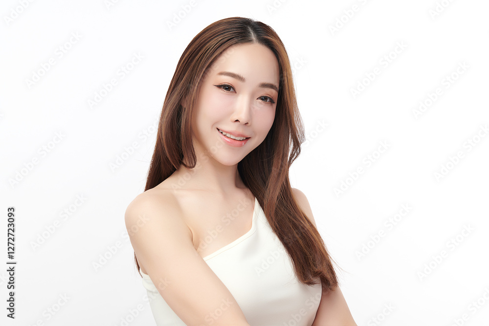 Beautiful young asian woman with clean fresh skin on white background, Face care, Facial treatment, Cosmetology, beauty and spa, Asian women portrait. Beautiful young asian woman with clean fresh skin on white background, Face care, Facial treatment, Cosmetology, beauty and spa, Asian women portrait.