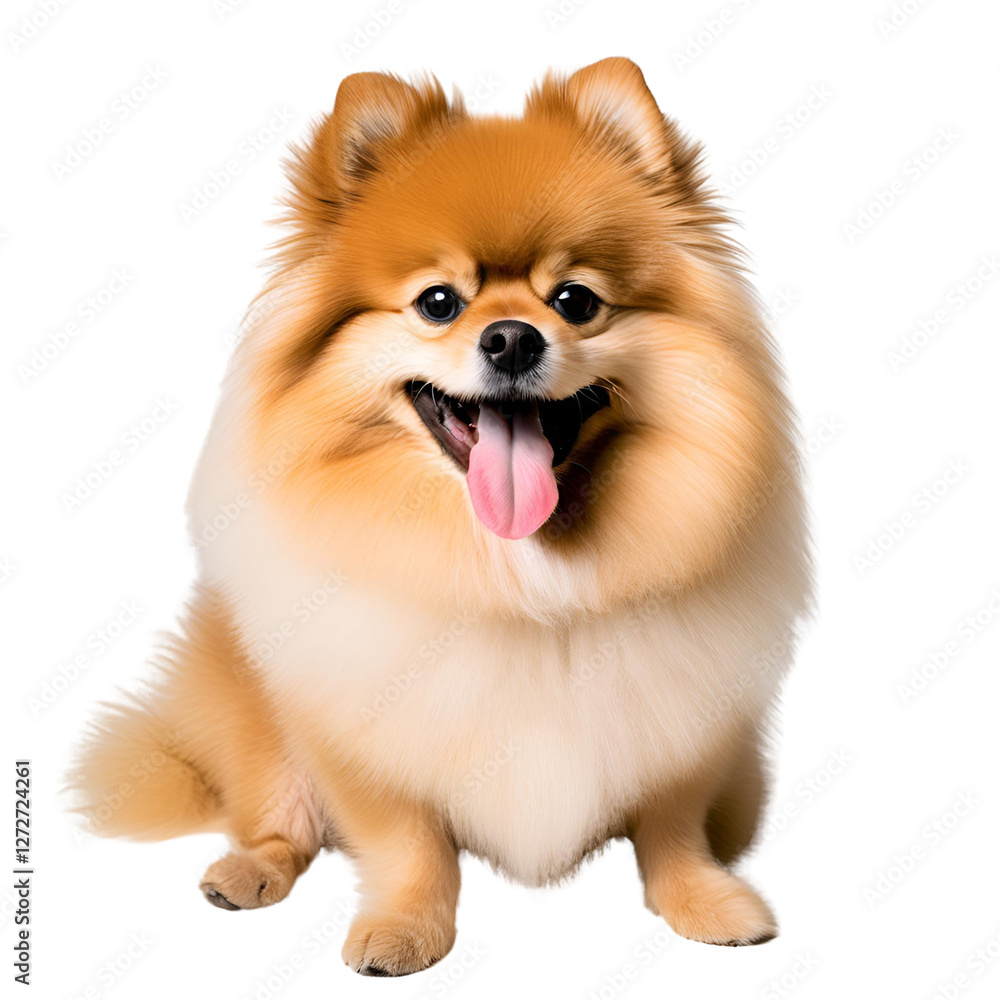 Happy Fluffy Pomeranian Dog Isolated on White Background Happy Fluffy Pomeranian Dog Isolated on White Background