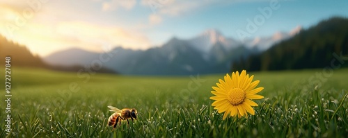 mountain landscape with flowers