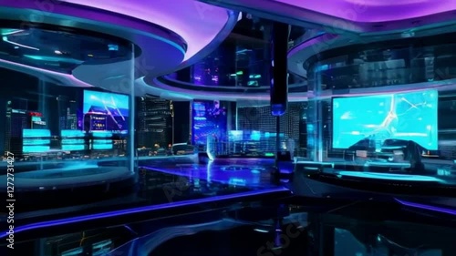 Futuristic Technology Scene with Holographic Interfaces, AI Robotics, Quantum Computing, and Cyberpunk City