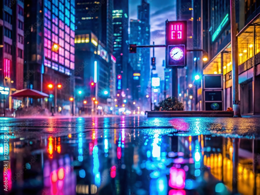 Fototapeta premium Website Shutdown Timer: Night Cityscape with Digital Clock Countdown