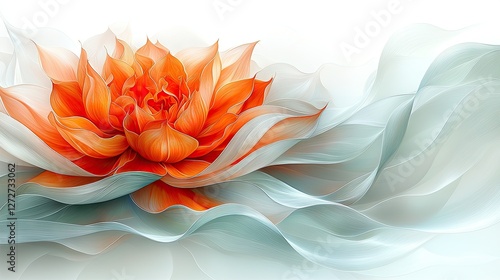 Wallpaper Mural Orange Flower Blossom in Soft Gray Petals Torontodigital.ca