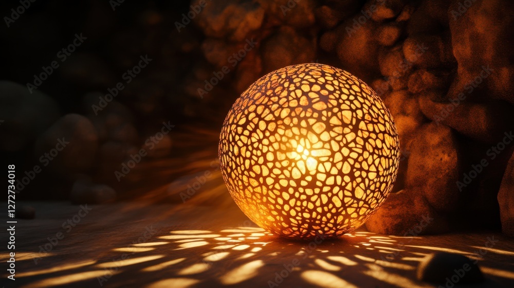 Fototapeta premium A glowing mystical sphere emitting radiant light, creating an enchanting and otherworldly ambiance in a dark space
