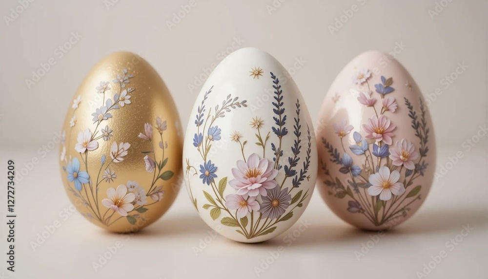Fototapeta premium Hand-Painted Easter Eggs in Soft Pastels