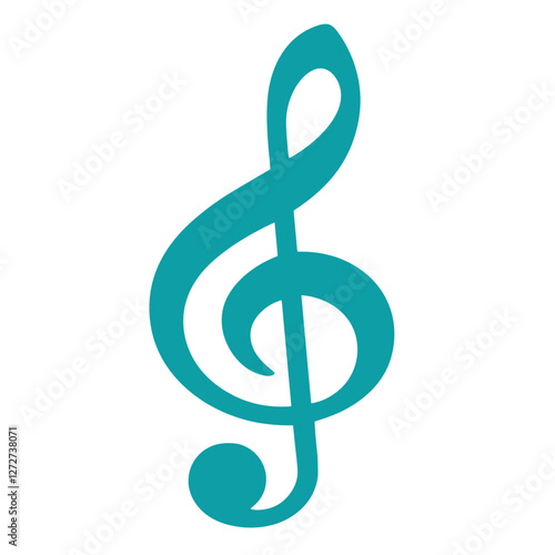 Minimalist teal treble clef music symbol.