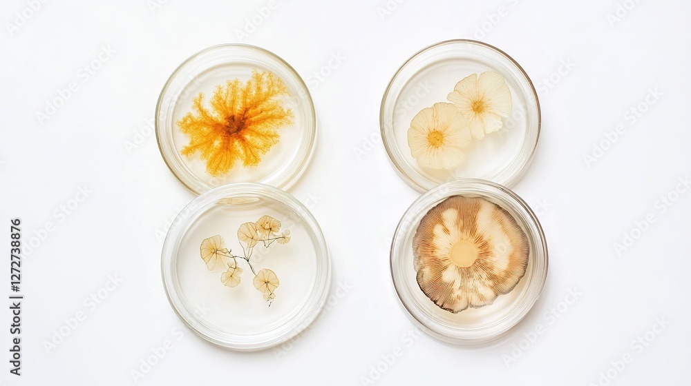 Macro View of Scientific Research: Bacteria and Virus Cells in a Petri Dish, Microbiology in a Lab Setting Digital Art Macro View of Scientific Research: Bacteria and Virus Cells in a Petri Dish, Microbiology in a Lab Setting Digital Art