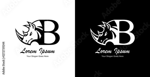 rhinoceros head logo design combined with the letter B