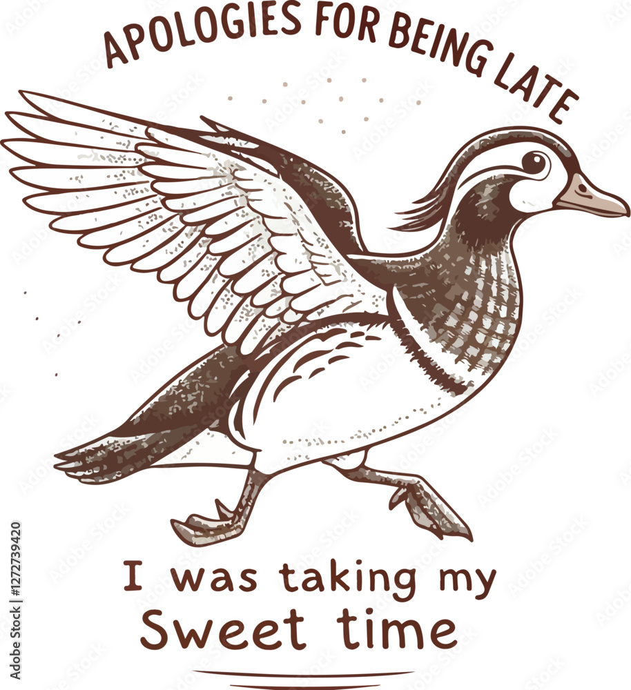 Fototapeta premium Illustration design of playful duck in leap. Generated AI.