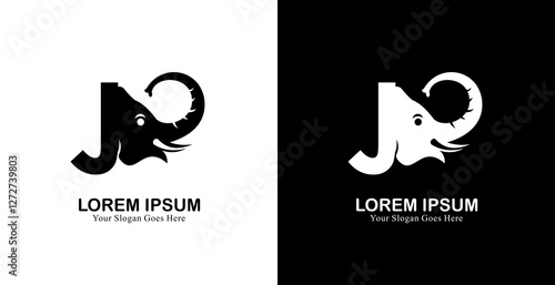 elephant head logo design combined with the letter J