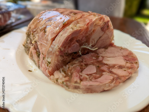 Εκτύπωση καμβά meat jelly loaf with a feather