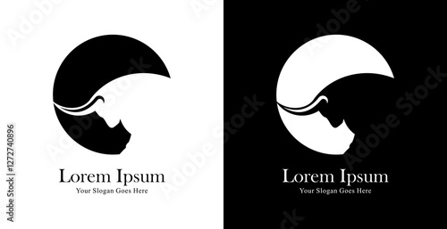 Bull head logo design combined with a circle