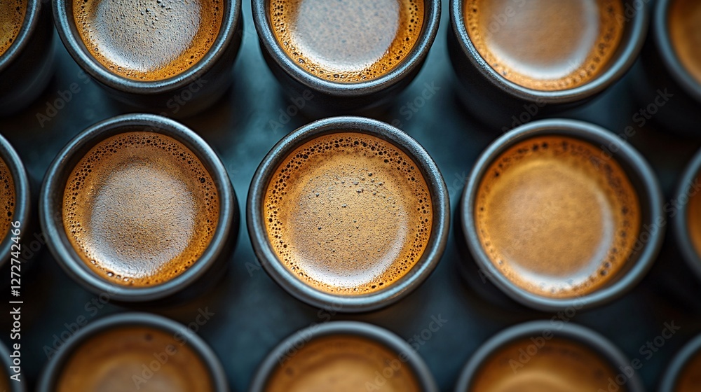 Aromatic Espresso Shots in Dark Cups Aromatic Espresso Shots in Dark Cups