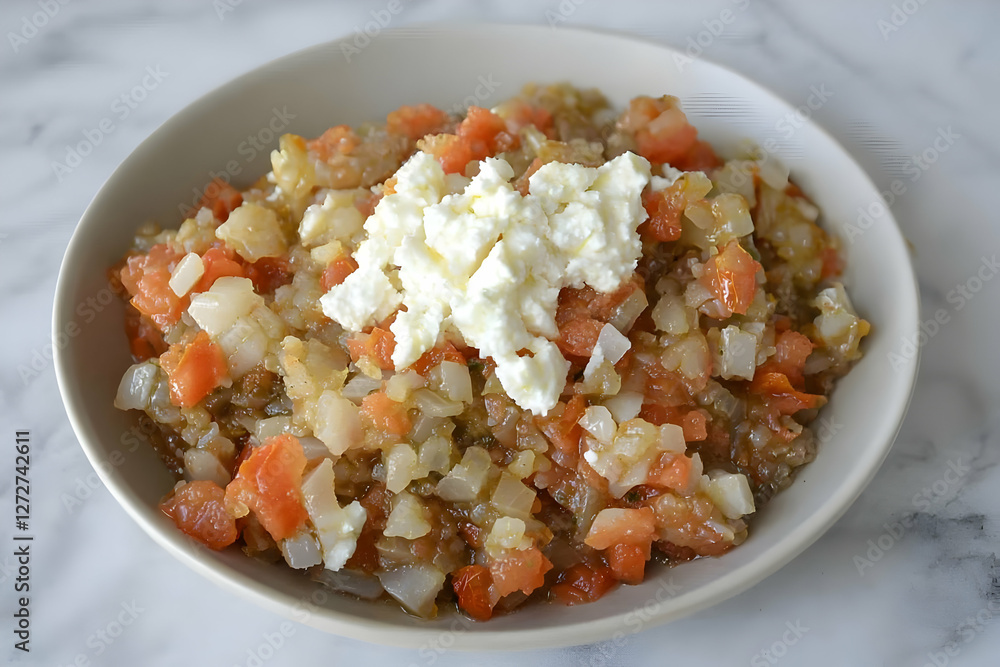 Sauteed tomatoes and onions with feta cheese Sauteed tomatoes and onions with feta cheese