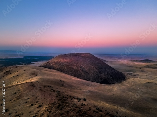 SP Crater at Sunset in Northern Arizona with Stunning Desert Landscape and Vibrant Twilight Sky