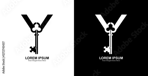 logo design in the shape of a key combined with the letter Y